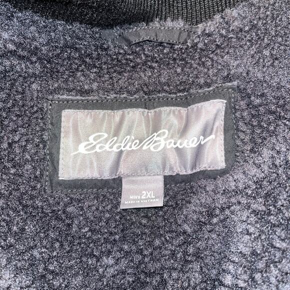 Eddie Bauer Sherpa Lined Vest Snap Up 2xl Black - Picture 2 of 5